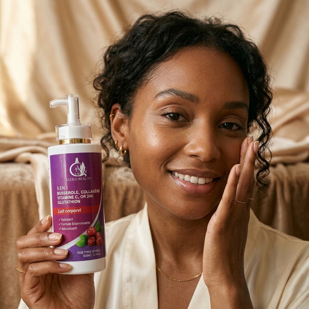 Modèle rayonnante avec les soins de beauté EloLoBeauty